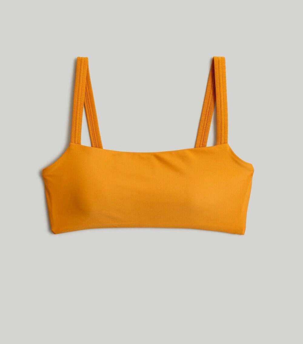 Madewell Scrunchy-Strap Square Neck Bikini Swim Top Ochre Fresco Size XS NL272